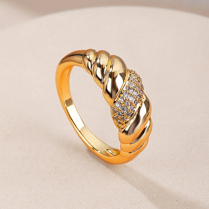 Simple Style Classic Style Geometric Copper Plating Inlay Zircon Gold Plated Rings