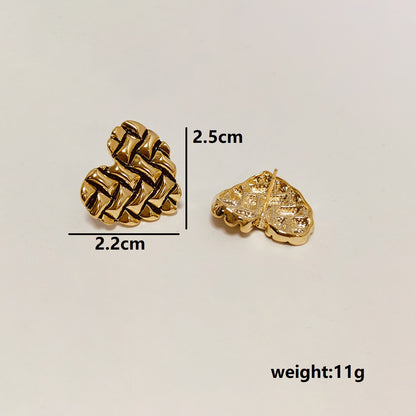 1 Pair Retro Heart Shape Plating Copper Ear Studs