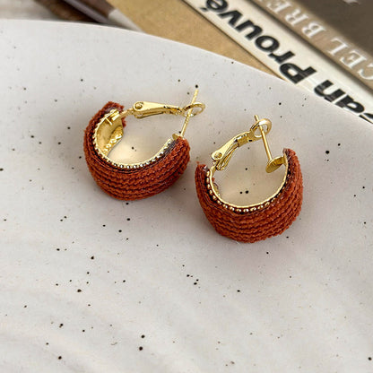 1 Pair Simple Style C Shape Plating Alloy Cloth Gold Plated Ear Studs