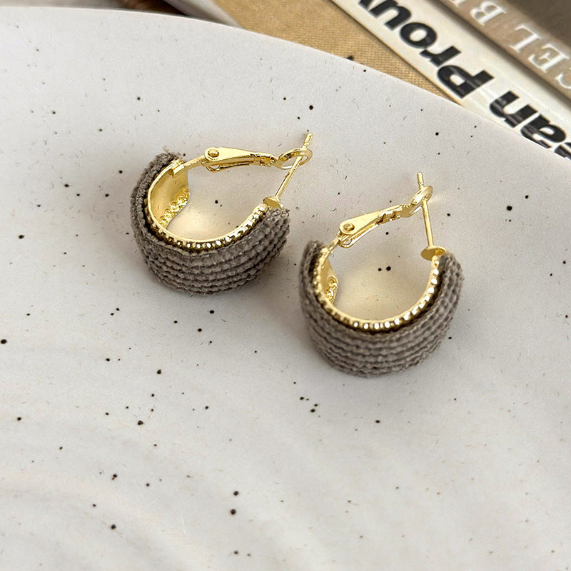 1 Pair Simple Style C Shape Plating Alloy Cloth Gold Plated Ear Studs