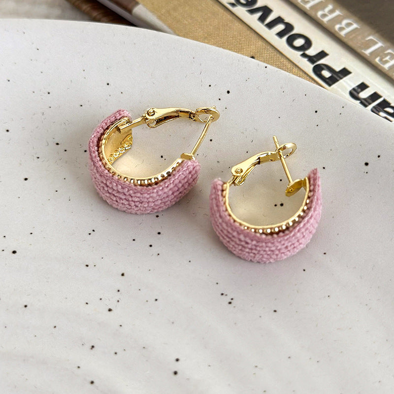 1 Pair Simple Style C Shape Plating Alloy Cloth Gold Plated Ear Studs