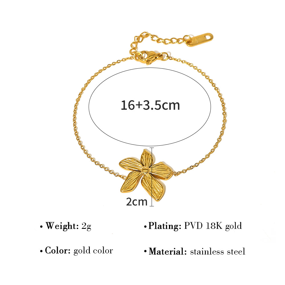 Ig Style Elegant Flower Stainless Steel Titanium Steel Plating Inlay Zircon 18k Gold Plated Rings Bracelets Earrings