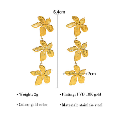 Ig Style Elegant Flower Stainless Steel Titanium Steel Plating Inlay Zircon 18k Gold Plated Rings Bracelets Earrings