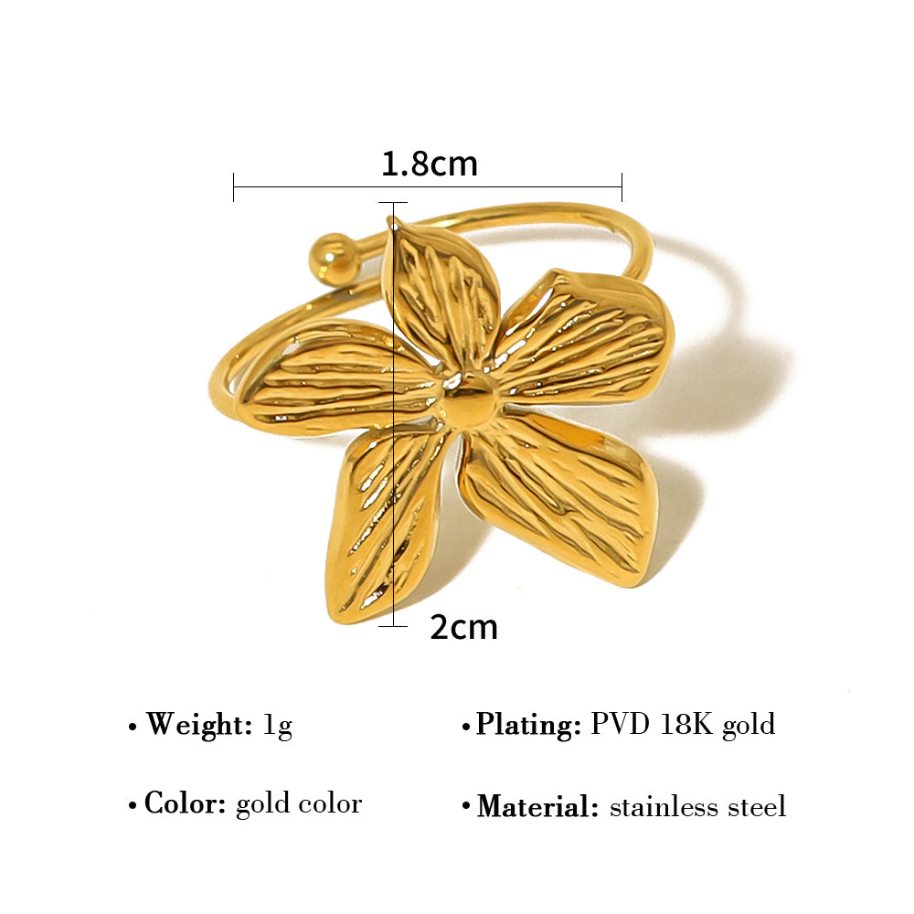 Ig Style Elegant Flower Stainless Steel Titanium Steel Plating Inlay Zircon 18k Gold Plated Rings Bracelets Earrings