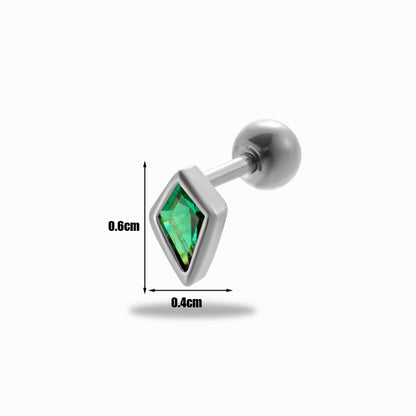 1 Piece Simple Style Classic Style Rhombus Plating Inlay Stainless Steel Zircon 18k Gold Plated Ear Studs