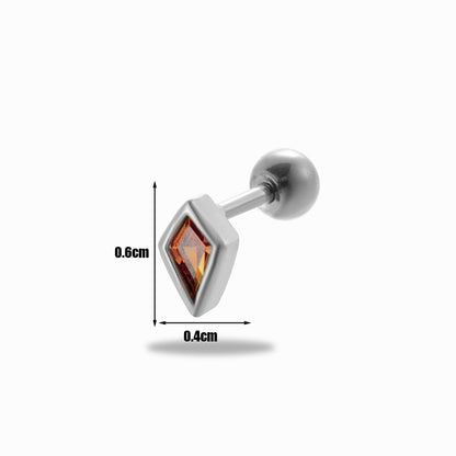 1 Piece Simple Style Classic Style Rhombus Plating Inlay Stainless Steel Zircon 18k Gold Plated Ear Studs