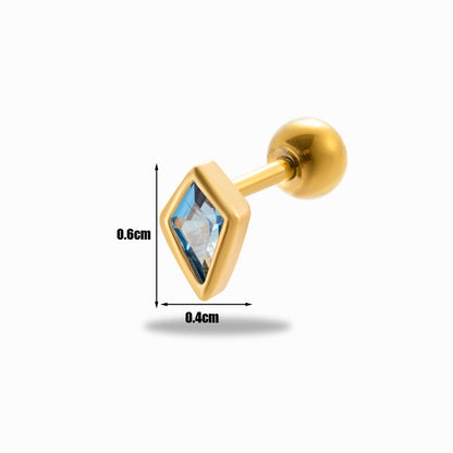 1 Piece Simple Style Classic Style Rhombus Plating Inlay Stainless Steel Zircon 18k Gold Plated Ear Studs