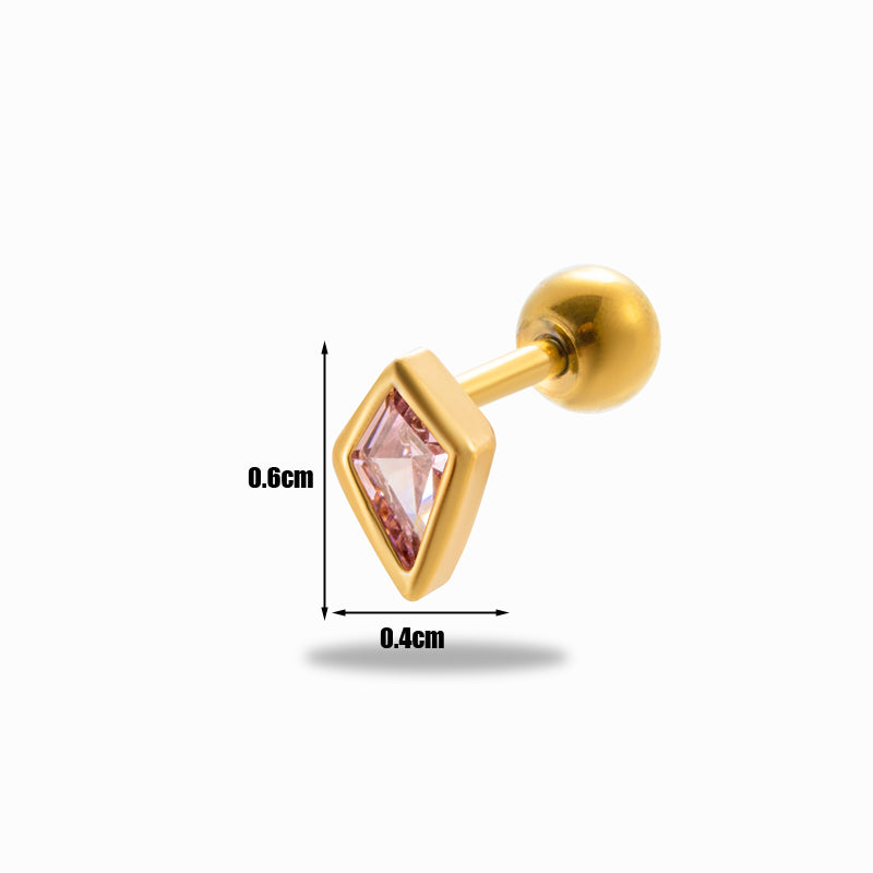 1 Piece Simple Style Classic Style Rhombus Plating Inlay Stainless Steel Zircon 18k Gold Plated Ear Studs