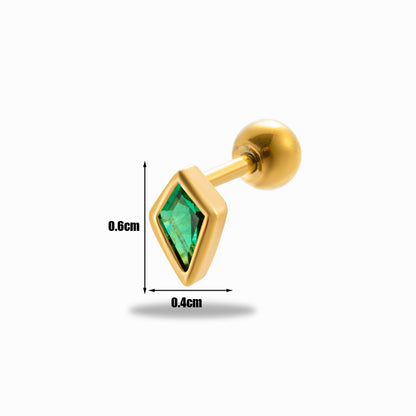 1 Piece Simple Style Classic Style Rhombus Plating Inlay Stainless Steel Zircon 18k Gold Plated Ear Studs