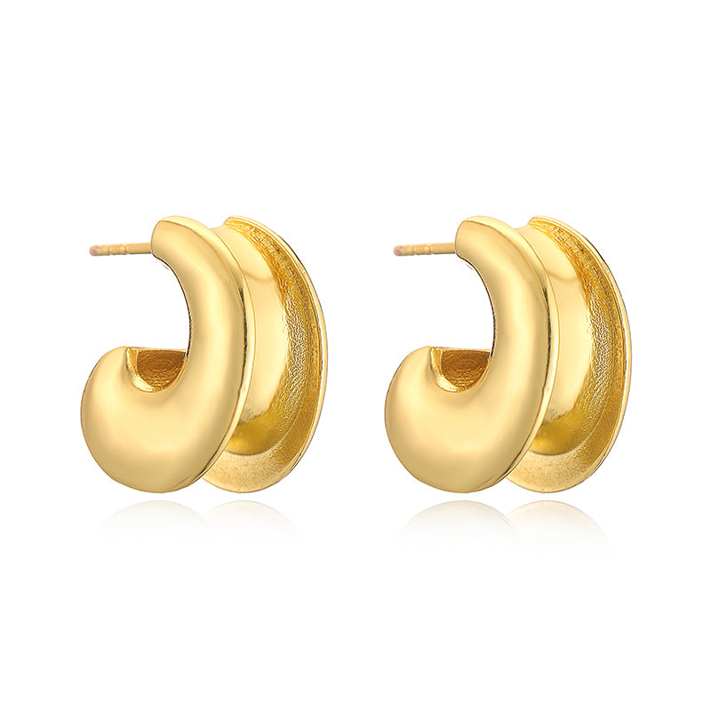 1 Pair Casual Vintage Style Simple Style C Shape Plating Copper 18k Gold Plated Ear Studs