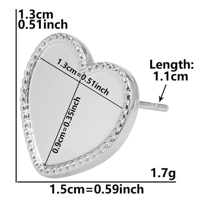 1 Pair Simple Style Heart Shape Plating Stainless Steel Ear Studs