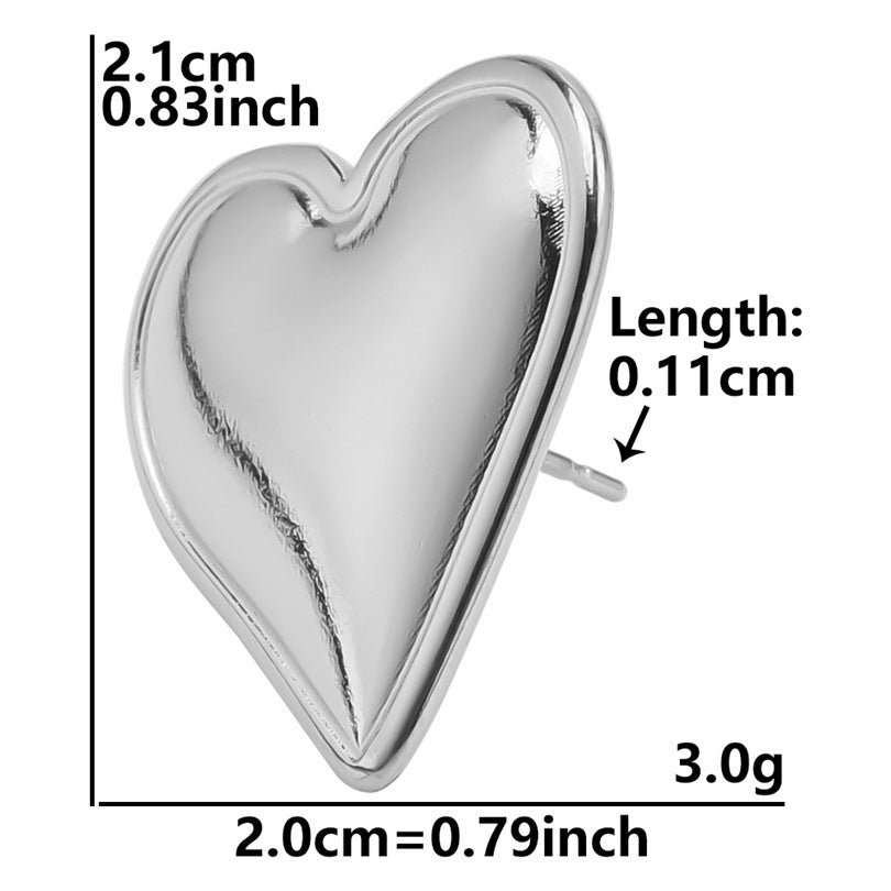 1 Pair Simple Style Heart Shape Plating Stainless Steel Ear Studs