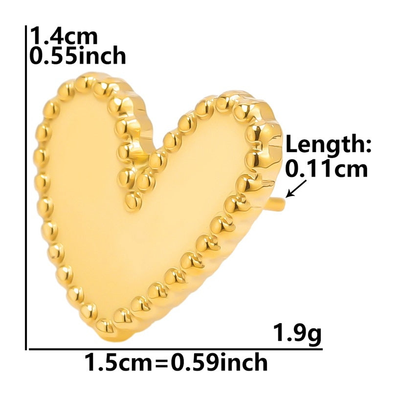 1 Pair Simple Style Heart Shape Plating Stainless Steel Ear Studs