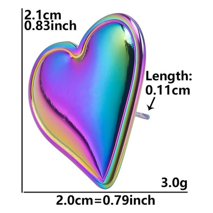 1 Pair Simple Style Heart Shape Plating Stainless Steel Ear Studs