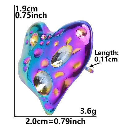 1 Pair Simple Style Heart Shape Plating Stainless Steel Ear Studs