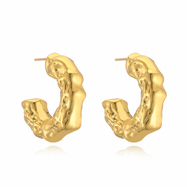 1 Pair Simple Style C Shape Twist Plating Copper 18k Gold Plated Earrings