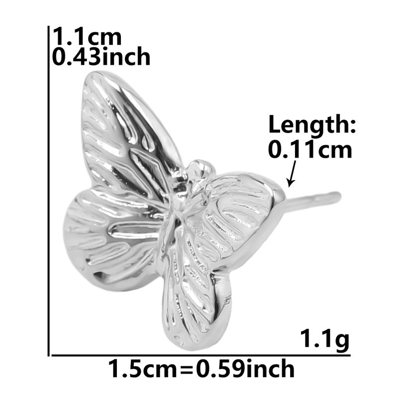 1 Pair Simple Style Flower Butterfly Plating Stainless Steel Ear Studs