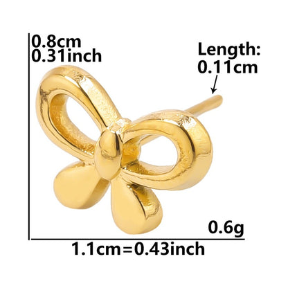 1 Pair Simple Style Flower Butterfly Plating Stainless Steel Ear Studs