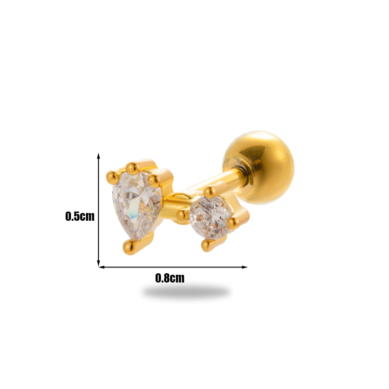 1 Piece Simple Style Classic Style Cat Flower Butterfly Plating Inlay Stainless Steel Zircon 18k Gold Plated Ear Studs