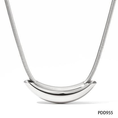 Simple Style Solid Color Stainless Steel Plating Necklace