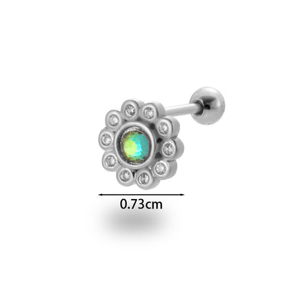 1 Piece Simple Style Classic Style Flower Plating Inlay Stainless Steel Zircon 18k Gold Plated Ear Studs