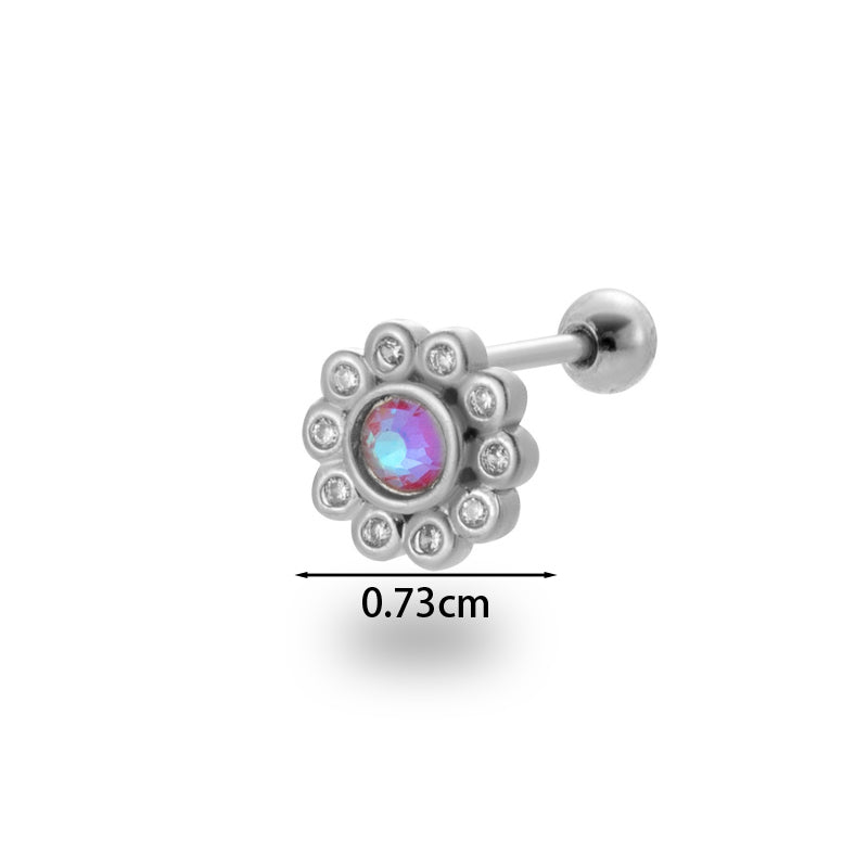 1 Piece Simple Style Classic Style Flower Plating Inlay Stainless Steel Zircon 18k Gold Plated Ear Studs