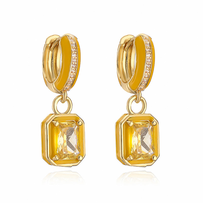 1 Pair Elegant Square Plating Inlay Copper Zircon 18k Gold Plated Earrings