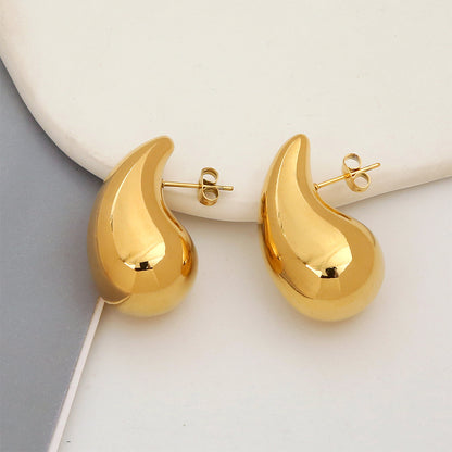 1 Pair Simple Style Water Droplets Plating Stainless Steel Gold Plated Ear Studs