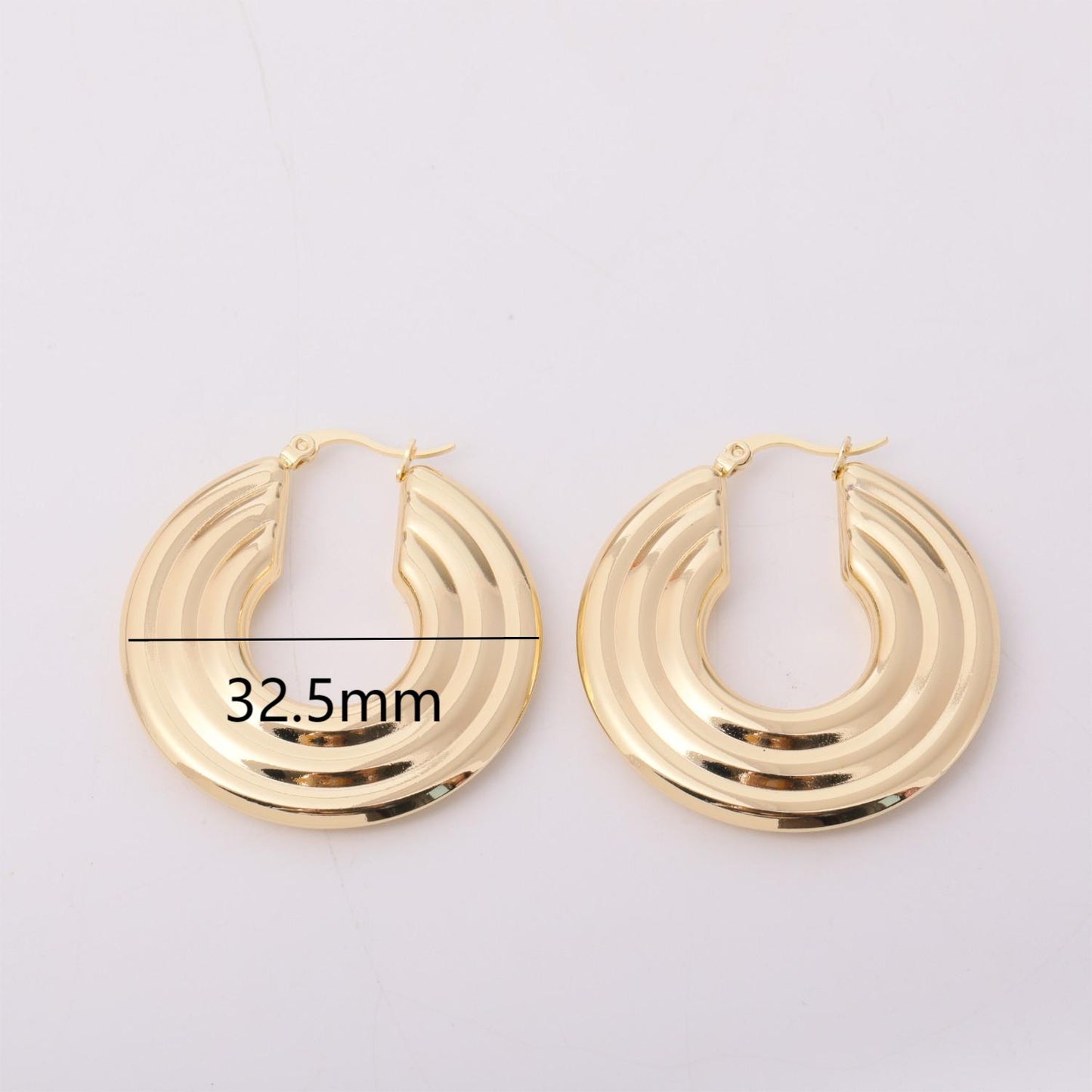 1 Pair Vintage Style U Shape Plating Titanium Steel 18k Gold Plated Hoop Earrings