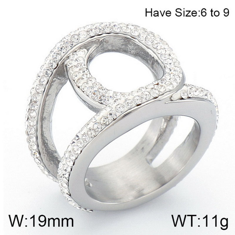 Lady Solid Color Titanium Steel Inlay Zircon Rings