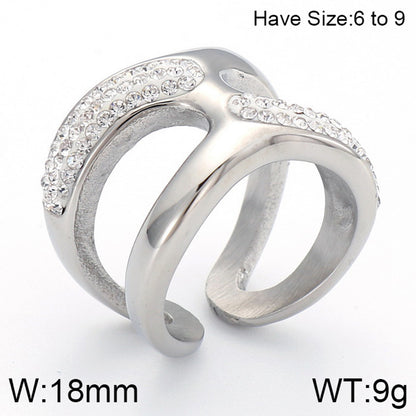 Lady Solid Color Titanium Steel Inlay Zircon Rings