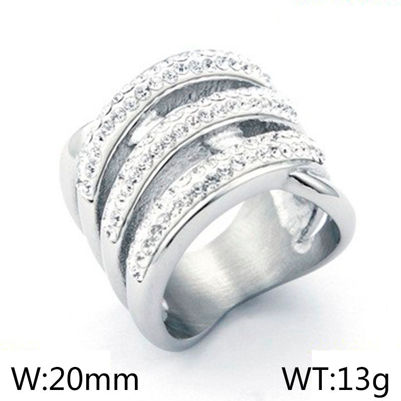 Lady Solid Color Titanium Steel Inlay Zircon Rings