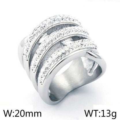 Lady Solid Color Titanium Steel Inlay Zircon Rings