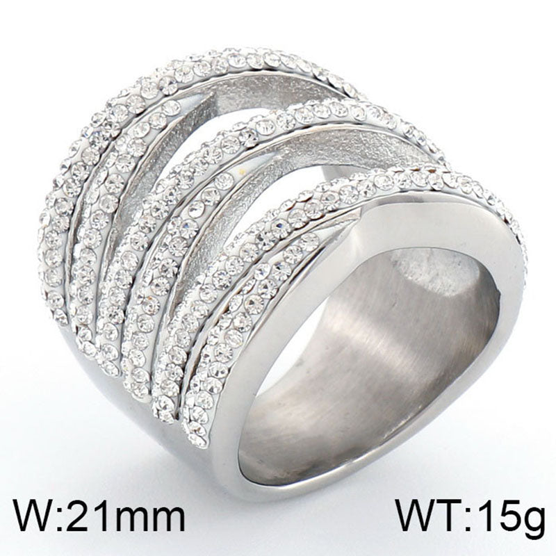 Lady Solid Color Titanium Steel Inlay Zircon Rings