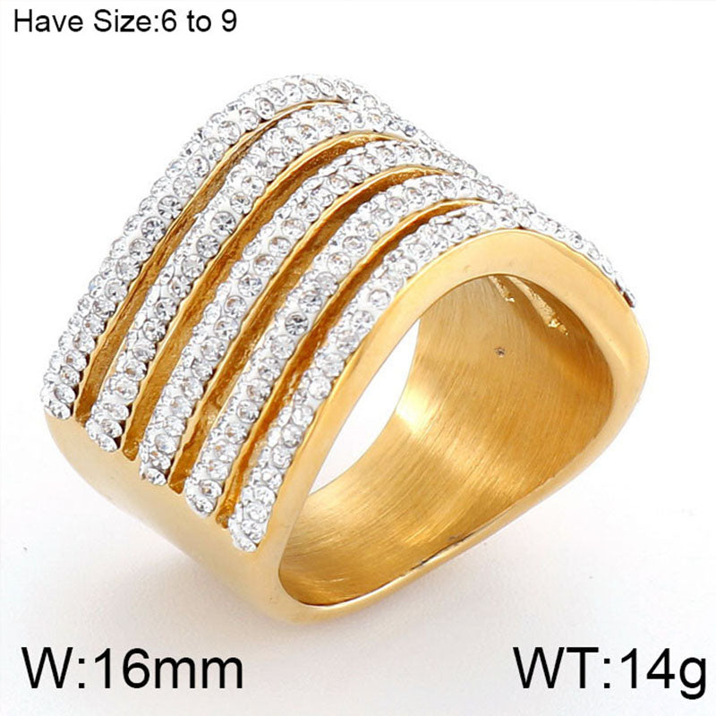 Lady Solid Color Titanium Steel Inlay Zircon Rings