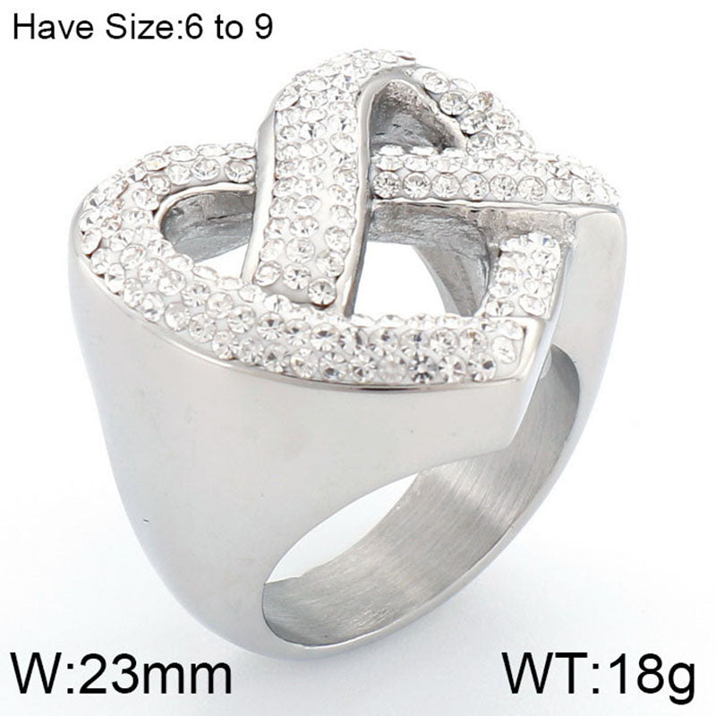 Lady Solid Color Titanium Steel Inlay Zircon Rings