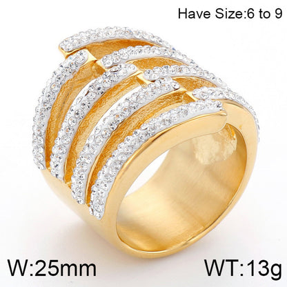 Lady Solid Color Titanium Steel Inlay Zircon Rings