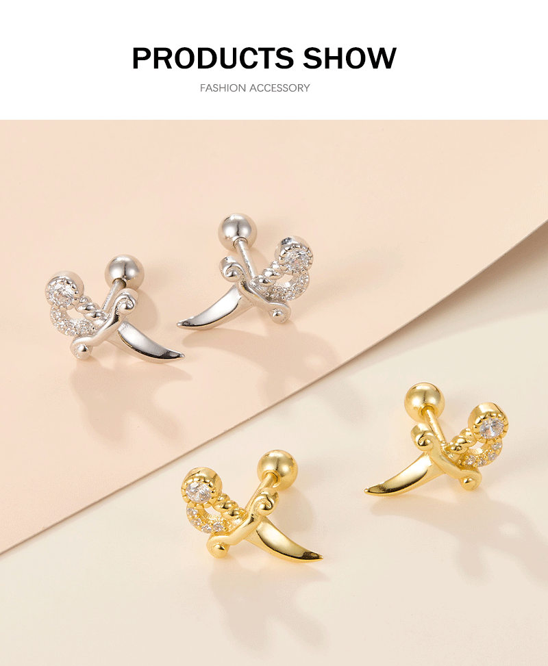 1 Pair Simple Style Solid Color Plating Inlay Sterling Silver Zircon 18k Gold Plated White Gold Plated Ear Studs