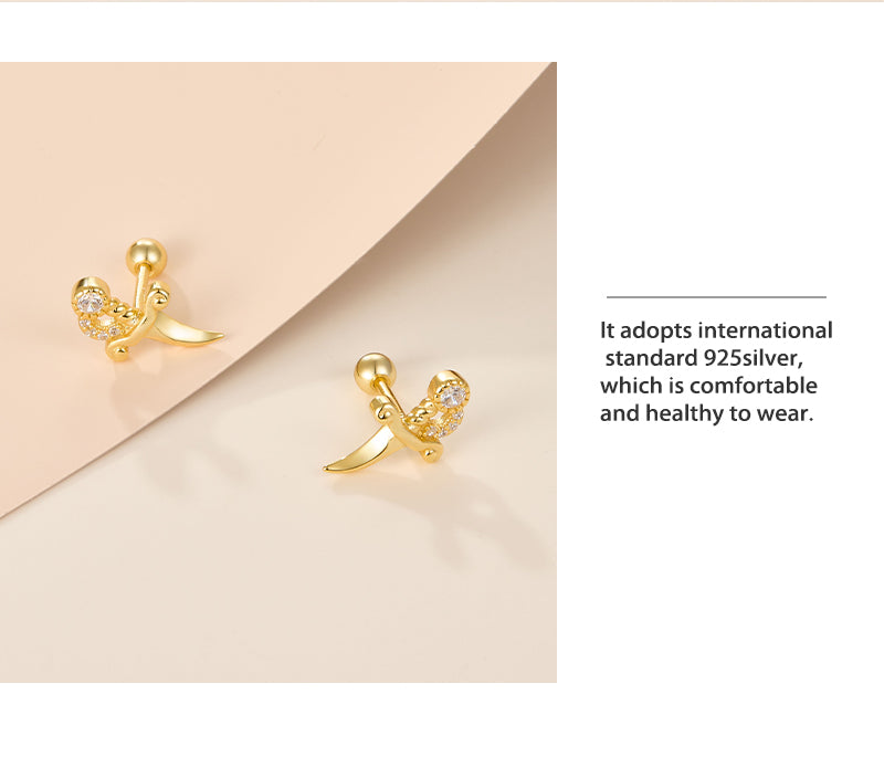 1 Pair Simple Style Solid Color Plating Inlay Sterling Silver Zircon 18k Gold Plated White Gold Plated Ear Studs