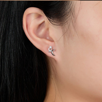 1 Pair Simple Style Solid Color Plating Inlay Sterling Silver Zircon 18k Gold Plated White Gold Plated Ear Studs