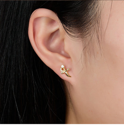 1 Pair Simple Style Solid Color Plating Inlay Sterling Silver Zircon 18k Gold Plated White Gold Plated Ear Studs