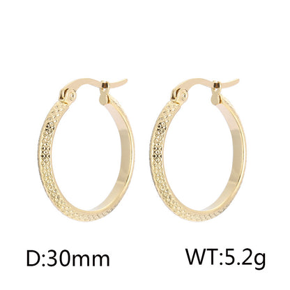 1 Pair Casual Simple Style Solid Color Stainless Steel Plating 18k Gold Plated Hoop Earrings