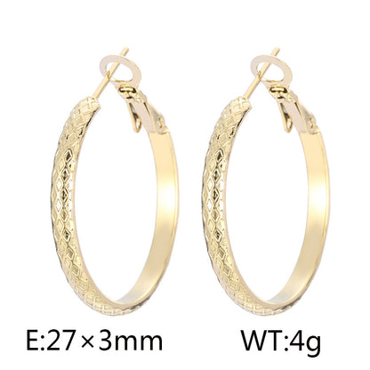 1 Pair Casual Simple Style Solid Color Stainless Steel Plating 18k Gold Plated Hoop Earrings