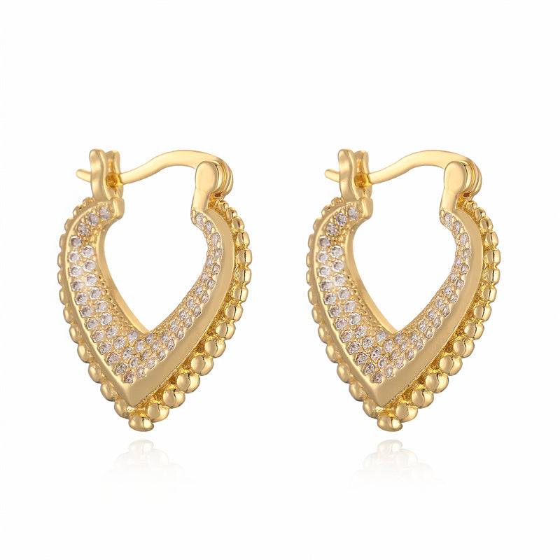 1 Pair Elegant Streetwear C Shape Plating Inlay Copper Zircon Gold Plated Earrings