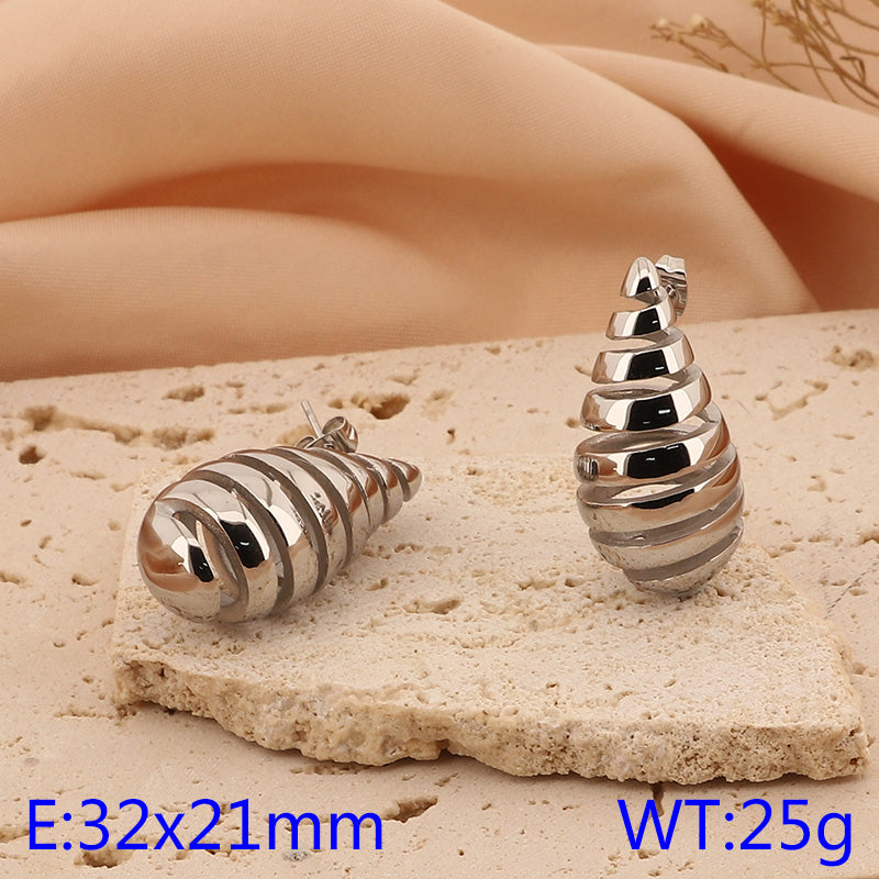 1 Pair Basic Water Droplets Plating Titanium Steel Gold Plated Ear Studs