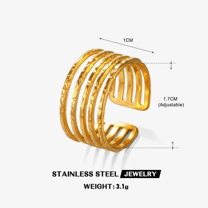 Simple Style Lines Stainless Steel Plating 18k Gold Plated Open Rings