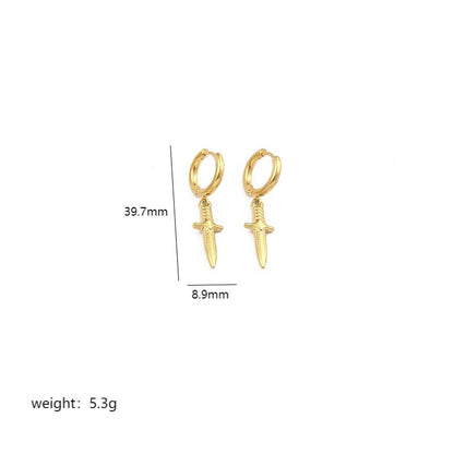 1 Pair Simple Style Solid Color Plating Stainless Steel 18k Gold Plated Drop Earrings