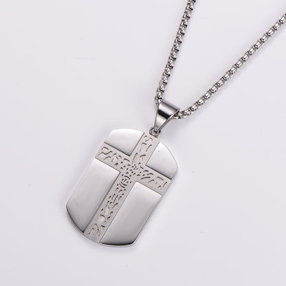 Streetwear Cross Stainless Steel Plating 18k Gold Plated Unisex Pendant Necklace Sweater Chain