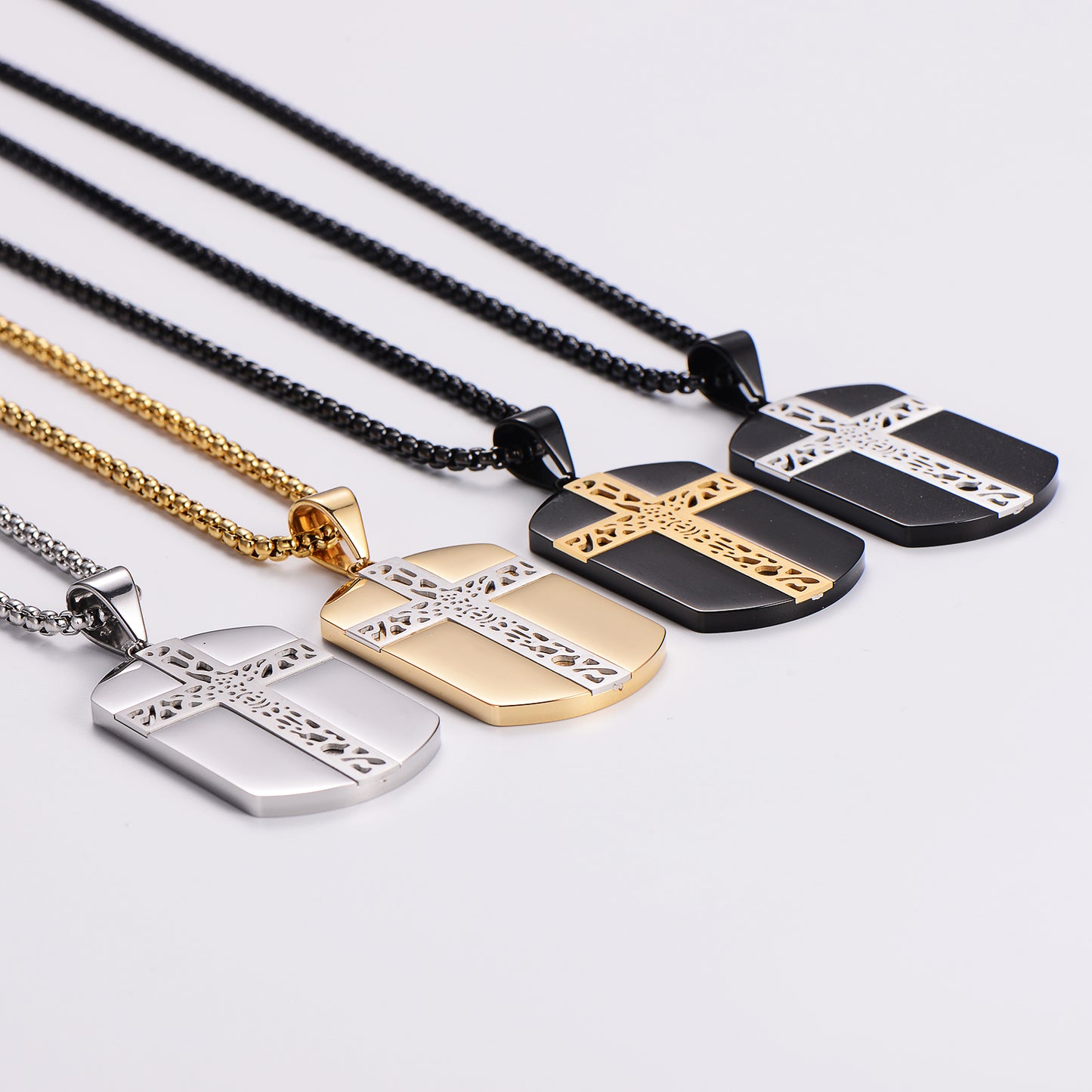 Streetwear Cross Stainless Steel Plating 18k Gold Plated Unisex Pendant Necklace Sweater Chain