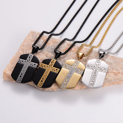 Streetwear Cross Stainless Steel Plating 18k Gold Plated Unisex Pendant Necklace Sweater Chain